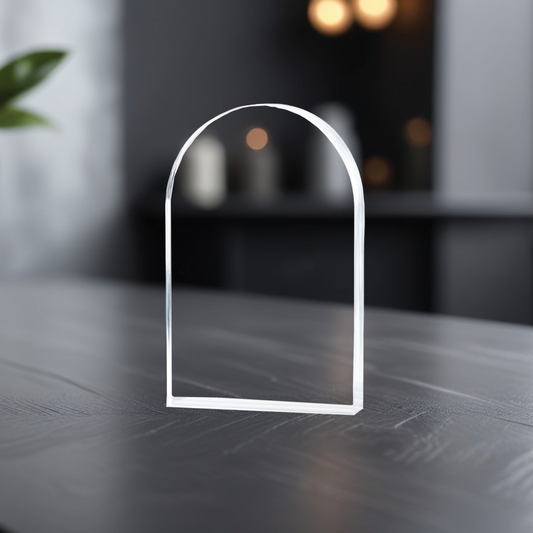 Freestanding clear acrylic arch block blank