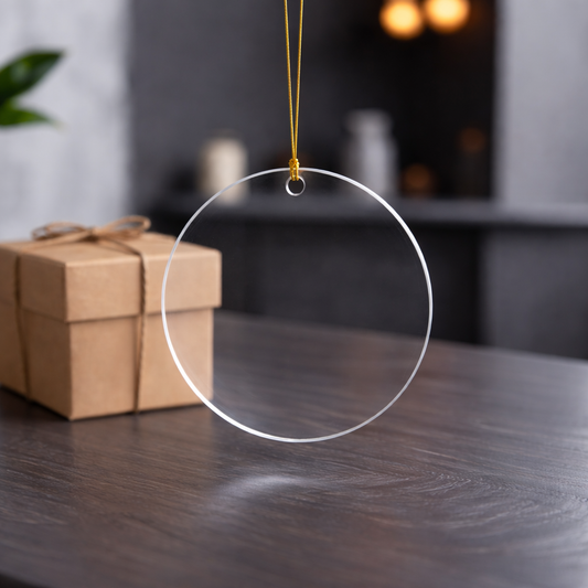 Clear acrylic round ornament blank for holiday décor