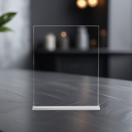 Vertical clear acrylic sign blank with stand for printing, wholesale