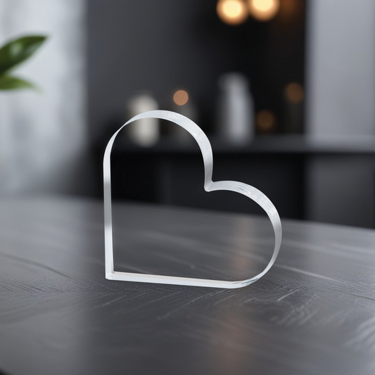 Heart acrylic plaque blank made from clear cast acrylic