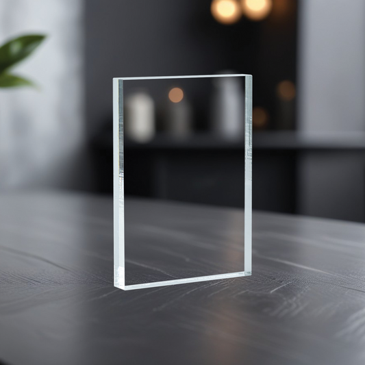 Clear acrylic vertical block blank for printing and engraving