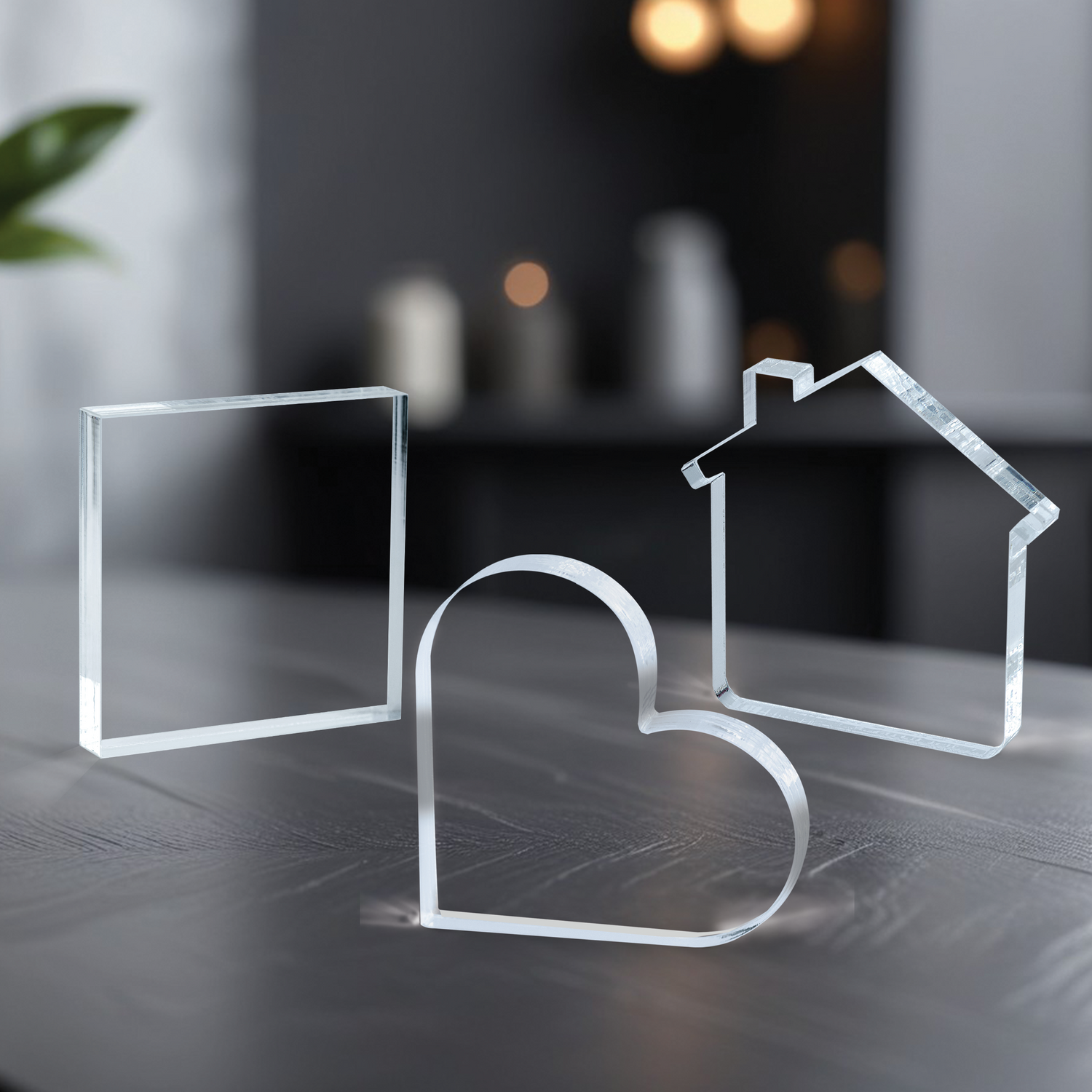 Clear acrylic plaque blanks made to order in custom shapes